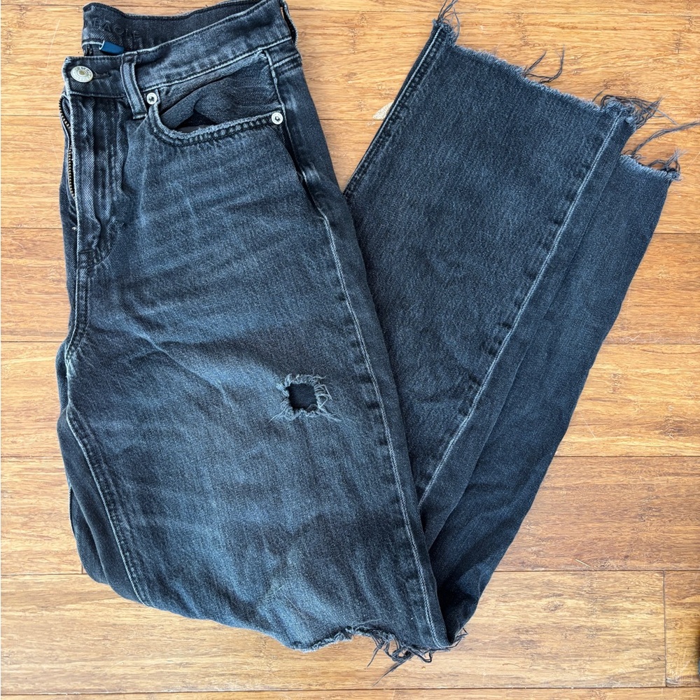American Eagle Distressed Black Mom Jeans